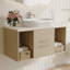 Meuble-lavabo 38,6 po avec lavabo en céramique, meuble-lavabo flottant avec 2 tiroirs et 2 rangements-814931084