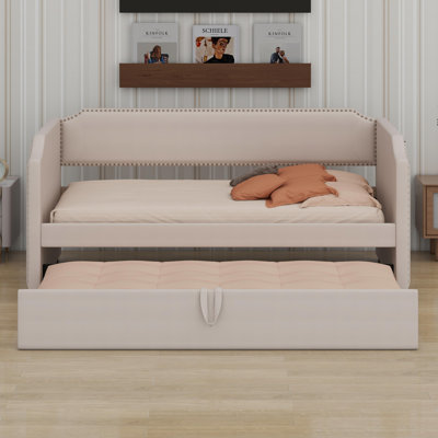 Velvet Upholstered Daybed With Pop Up Trundle