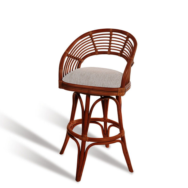 Danetra Swivel Stool, Tan/Red Brown Frame, Bar Stool (32" Seat Height)