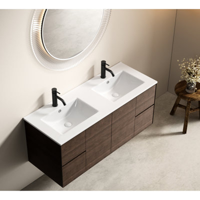 Évier en céramique blanc laiteux à double cuve, conception à rebord mince de 121 x 46 po de 17 cm, aspect traditionnel américain, finition émaillée, ensemble sécuritaire, diverses options d'installation pour lavabo double - meuble-lavabo, lavabo en porcelaine