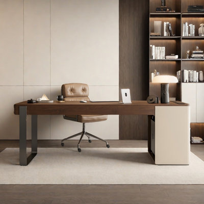Desk for home study office with two drawers