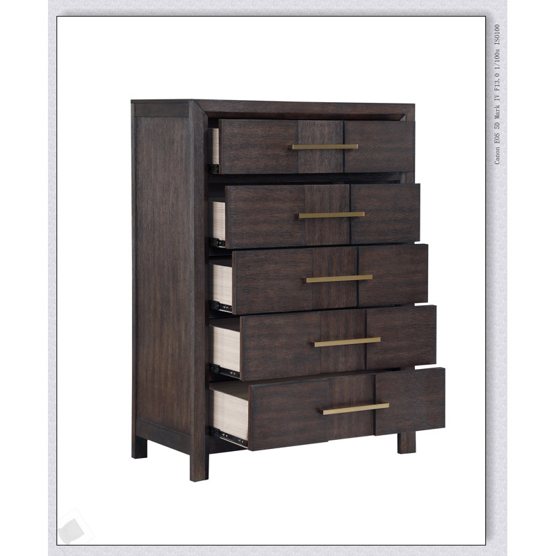 Commode 5 tiroirs Kenzo, Noyer