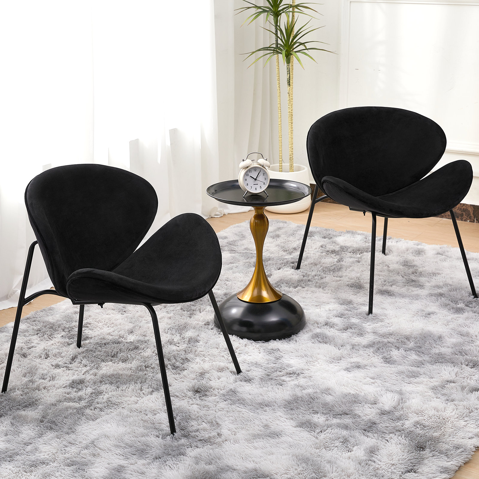 Mercer41 Voletta Sets Velvet Accent Chairs with End Table, Flower Shape ...
