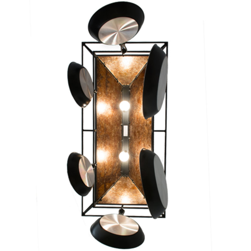Bear at Lake 2 - Light Steel Handcrafted Rectangle Chandelier Pot Rack