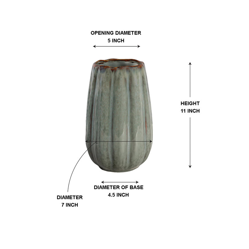  Vase en céramique cannelé gris Mistvale