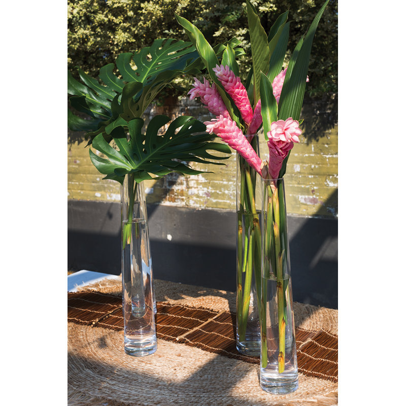 Vase de plancher en verre fait à la main, H 27,5 po x l 5,25 po x P 5,25 po