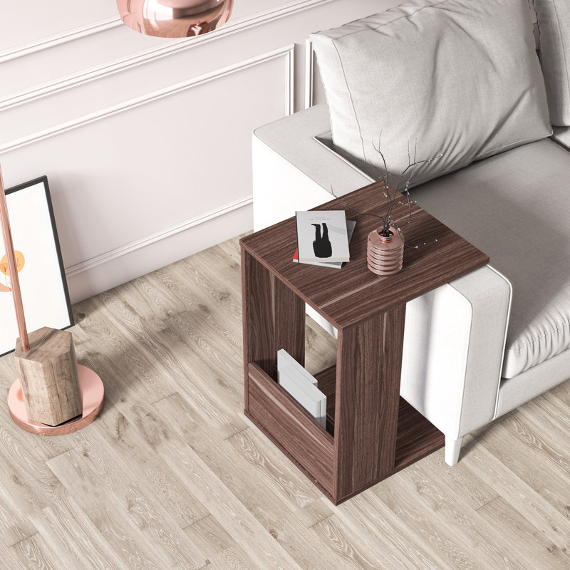 Saly C-Shaped Side Table, Magazine Rack with Storage Shelf, 41 x 45 x 60 cm Laptop Stand