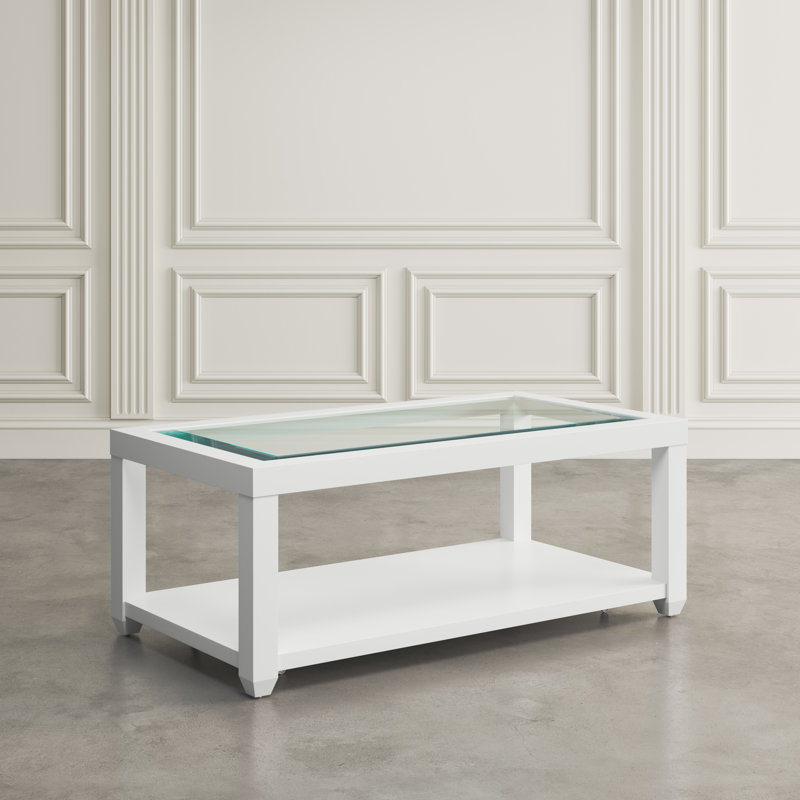 Table basse à 4 pieds avec rangement Jessim, Blanc