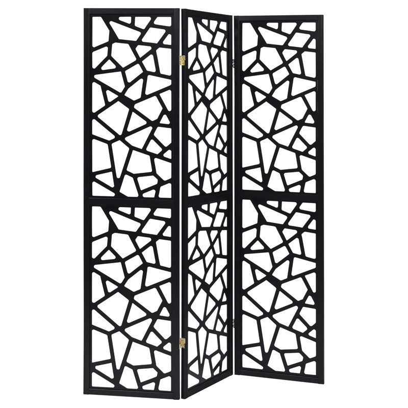 Paravent 3 pliant noir avec motif de mosaïque exquis pour complexe de rideaux
