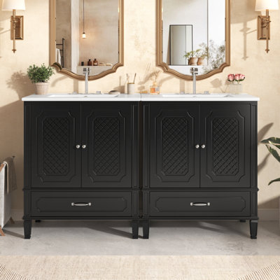 Ensemble de meuble-lavabo double 60 po avec organisateurs de porte et tiroirs 60 po
