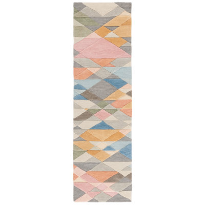 Rodeo Drive Hand Tufted Wool/Cotton Geometric Rug in Grey/Blush