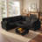 90.6In Corduroy L-Shape Sectional With Storage Ottoman-654895498