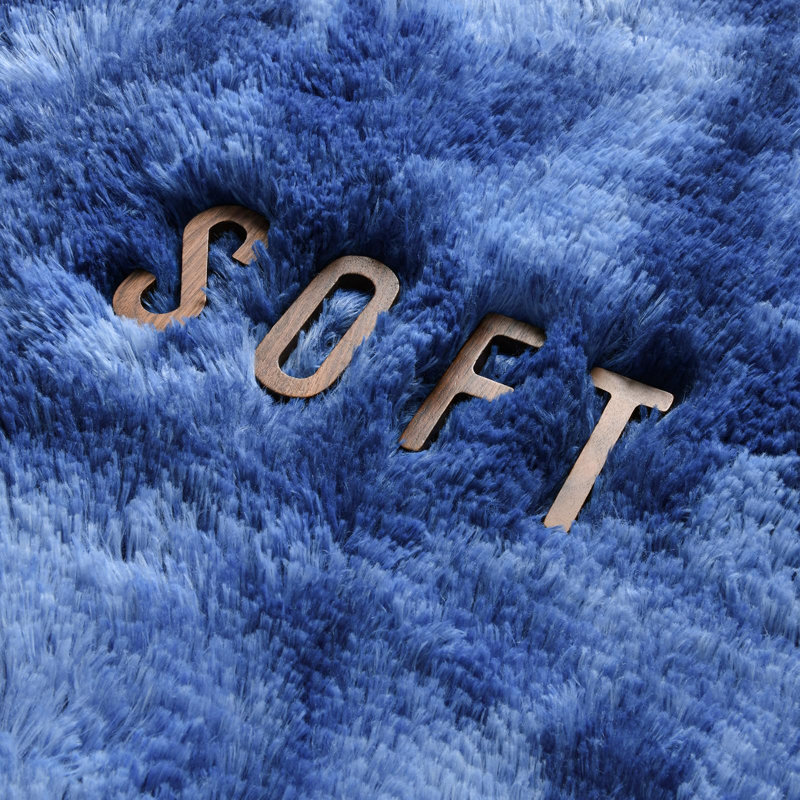 Tapis à poil long Antonije Tie Dye, Rectangulaire 8 pi x 10 pi, Bleu