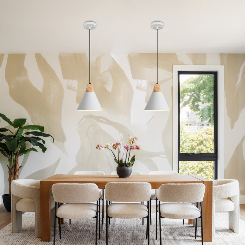 White Pendant Light, 2 Packs 9.4inch Farmhouse Pendant Light, Kitchen Pendant Lights, Pendant Lights Kitchen Island for Living Room, Bar, Bedroom, Office