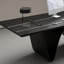 Bureau d'écriture rectangulaire en bois massif noir-1052840785
