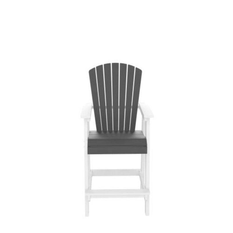 Ensemble de 2 chaises de bar en PEHD blanc et gris pour l'extérieur Adirondack