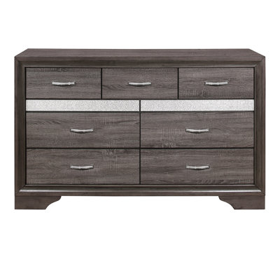 Mobilier de chambre à coucher de style unique avec commode à tiroirs cachés gris et argent