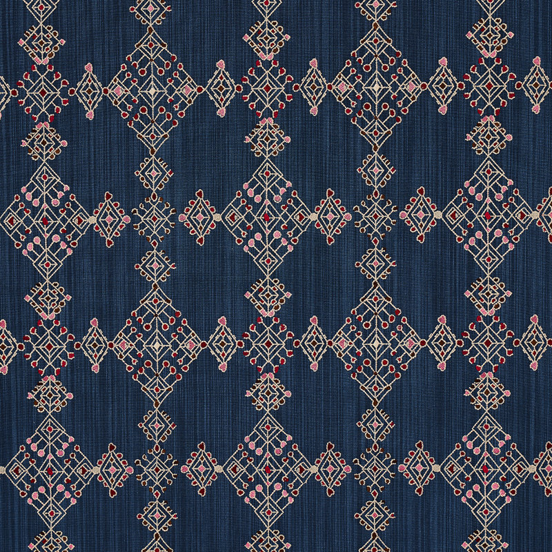 Kalindi Embroidery Fabric, Indigo