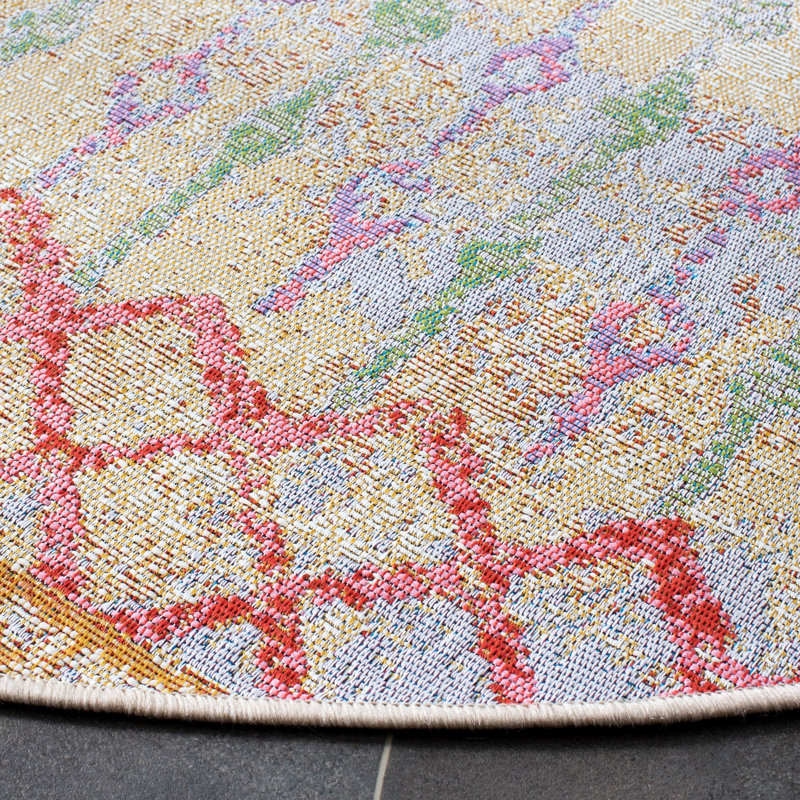 Bodie Performance Southwestern Indoor/Outdoor Area Rug, Round 6'7"