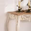 Console en bois massif vieilli avec bordure festonnée et sculptures, idéale pour les vestibules, facile à monter, sculpture ouverte de style rétro blanc antique de 43,67 po, complément aux maisons classiques,