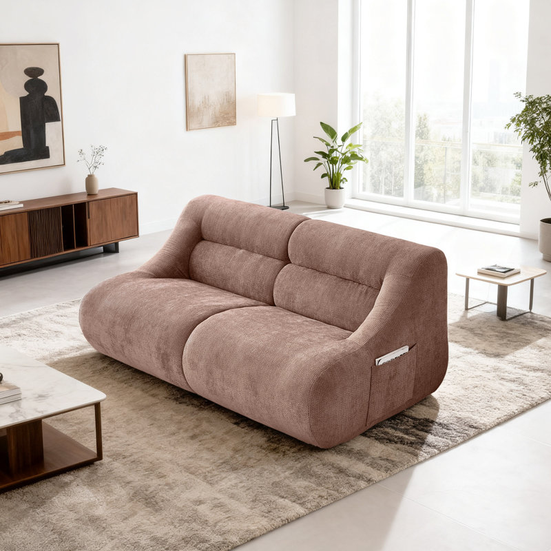 Canapé en chenille 63 po, Brun