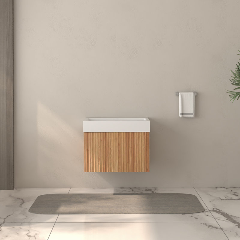 Meuble-lavabo mural de 24 po avec lavabo, armoire de salle de bain flottante murale avec contreplaqué intégré