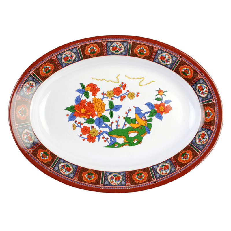 Thunder Group Inc. Peacock Melamine Platter, 1.1" H x 9" W x 6.75" D