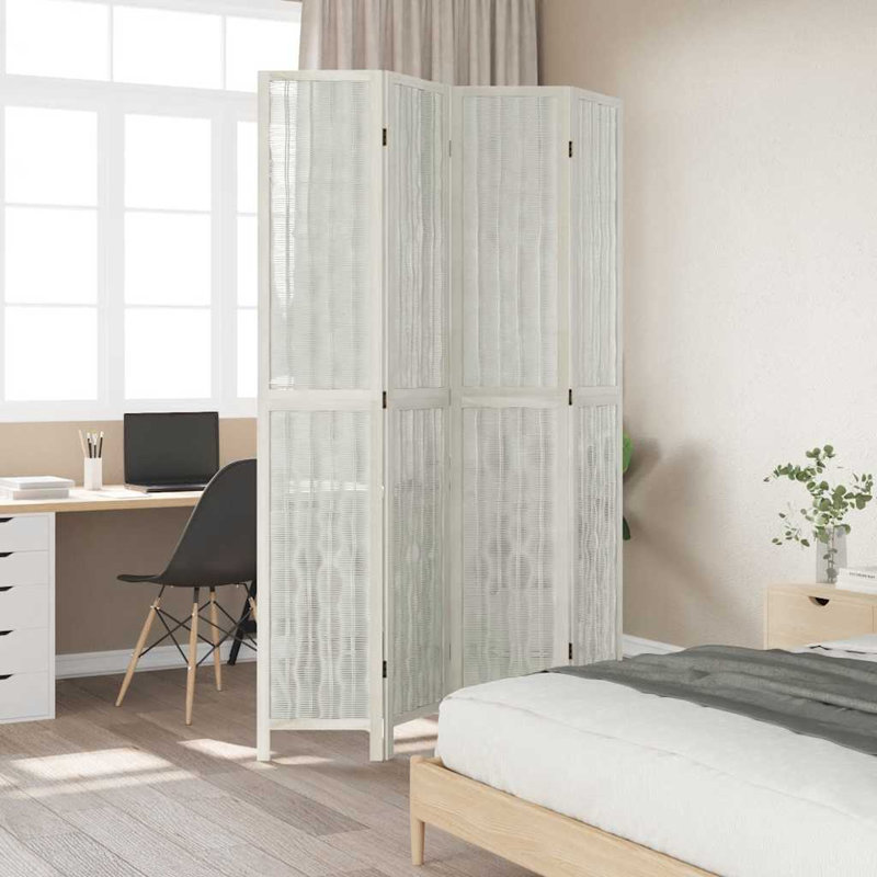 Akims 145cm W Solid Wood Accent Room Divider, White, 220cm H x 145cm W