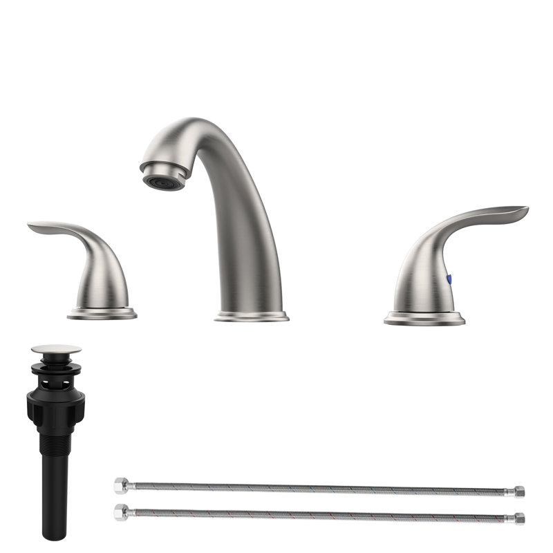 8" Widespread Double Handle Waterfall Bathroom Faucet with Pop-Up Drain