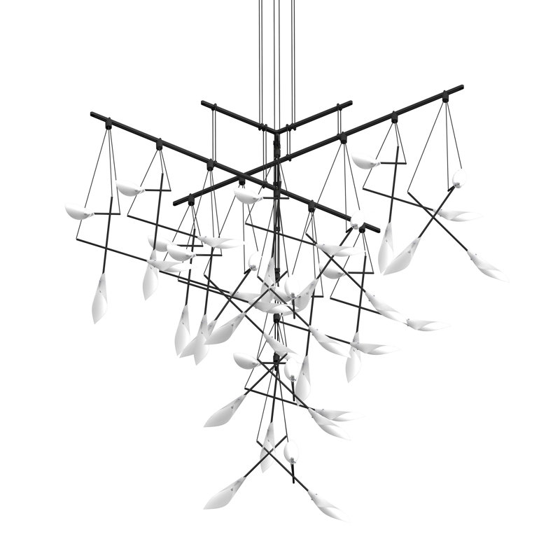 Black and White LED Crystal Linear Chandelier