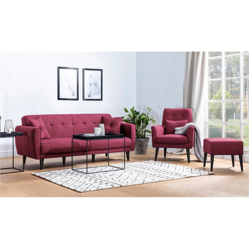 Wickett 3 Seater Sleeper, Claret Red