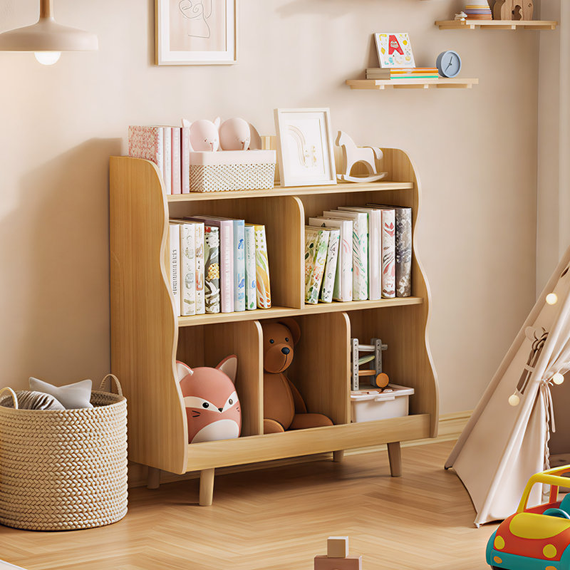 Bibliothèque pour enfants l 35,4 "avec 3 tablettes ouvertes spacieuses, Naturel