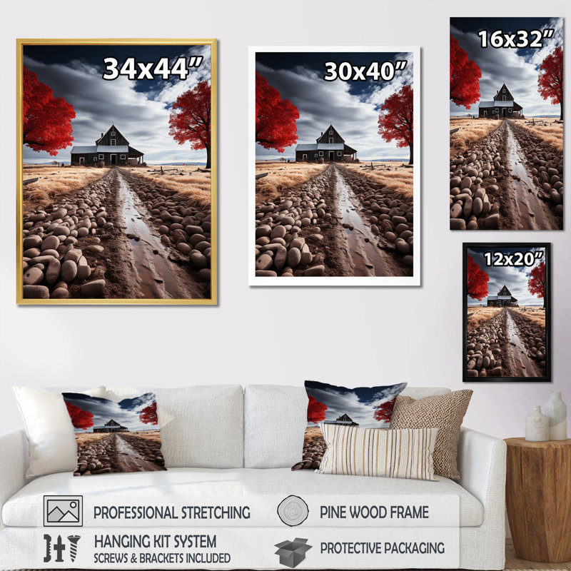 Daray Red Farmhouse Rustic Elegance II, reproduction d'art sur toile, Noir, H 20 po x l 12 po x P 1 po