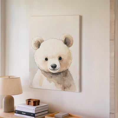 Adorable Bear Cub Canvasgentle Nursery Canvas Wall Art Ready To Hang Gallery Wrapped Home Decor Modern Design Premium Quality Decor