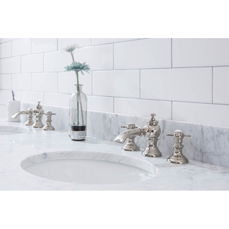 Empire Stone Oval Console Bathroom Sink with Faucet and Overflow, Polished Nickel