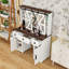 Bureau de maquillage avec miroir, station de charge et tiroirs