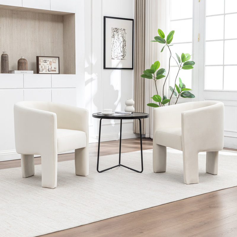 29.13'' H Velvet Curved Dining Chair, Beige