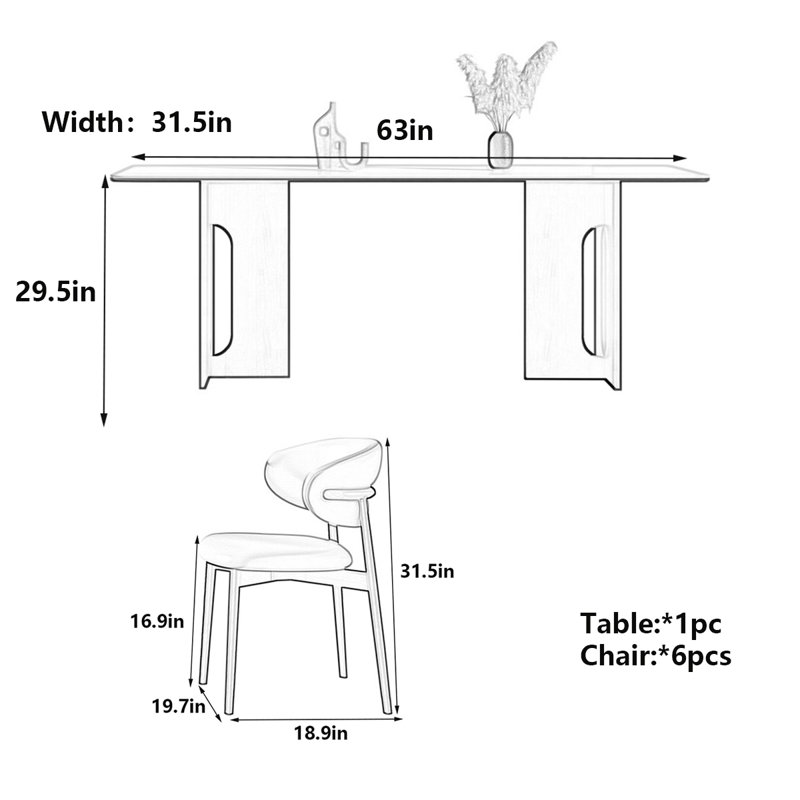 Table de style japonais d'inspiration française, H 29,5 po x L 63 po x l 31,5 po