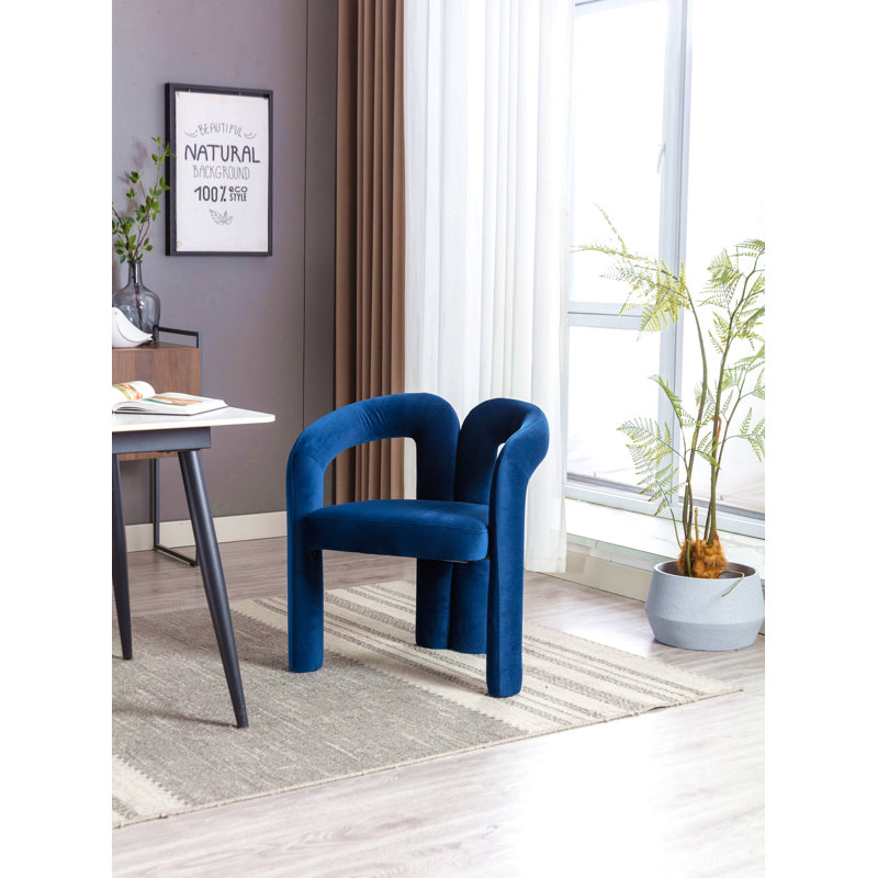 Fauteuil de cuisine en velours rembourré, Marine