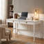 Bureau traditionnel en bois massif blanc de 60 pouces avec deux tiroirs et une centrale électrique intégrée-182678877