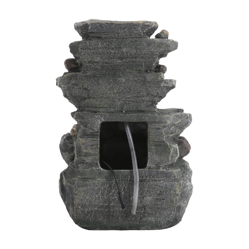 Outdoor Rock Fountain with Lights