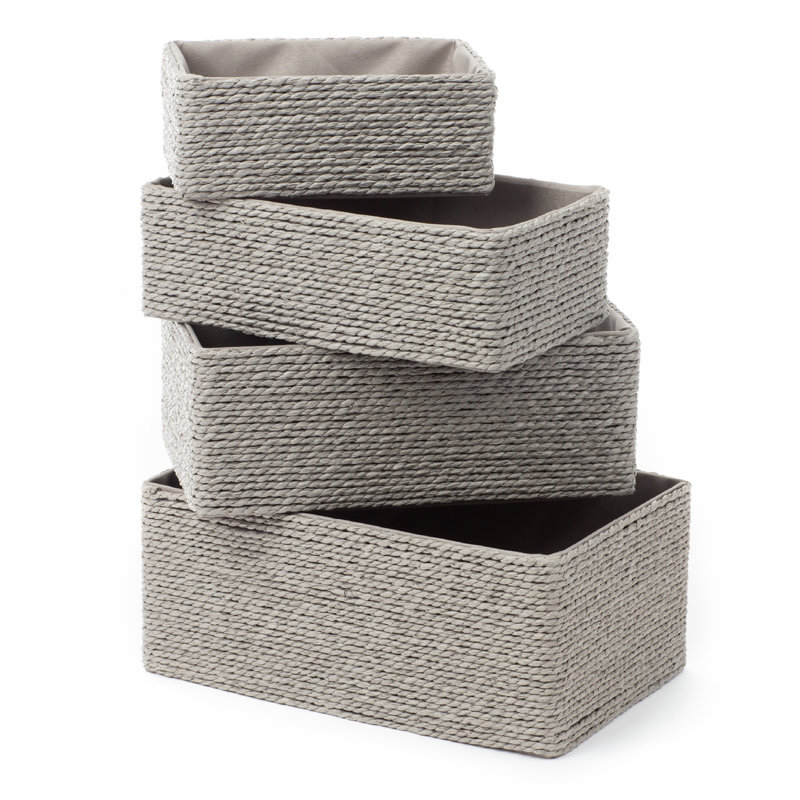 Bay Isle Home Paper Baskets 1 Decorative Basket, Grey