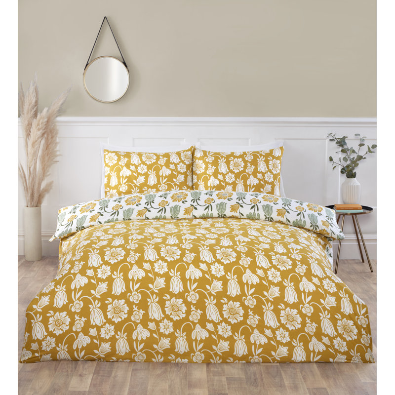 VICTORIAN BLOOM Polyester Floral Duvet Cover Set with Pillowcases Included, 3, Double, Green