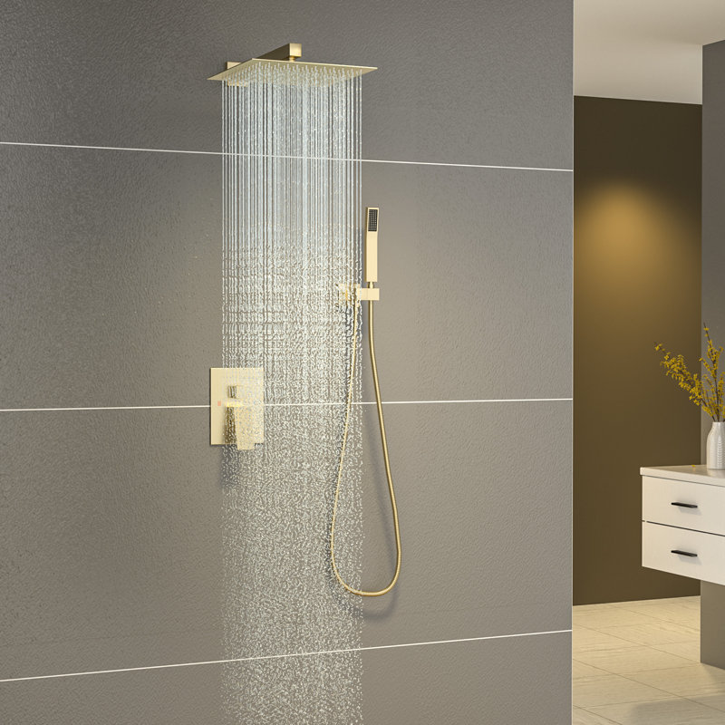 SystÃ¨me de douche complet Ã  pression Ã©quilibrÃ©e avec pomme de douche Ã  effet pluie de 10 pouces et vanne de montage