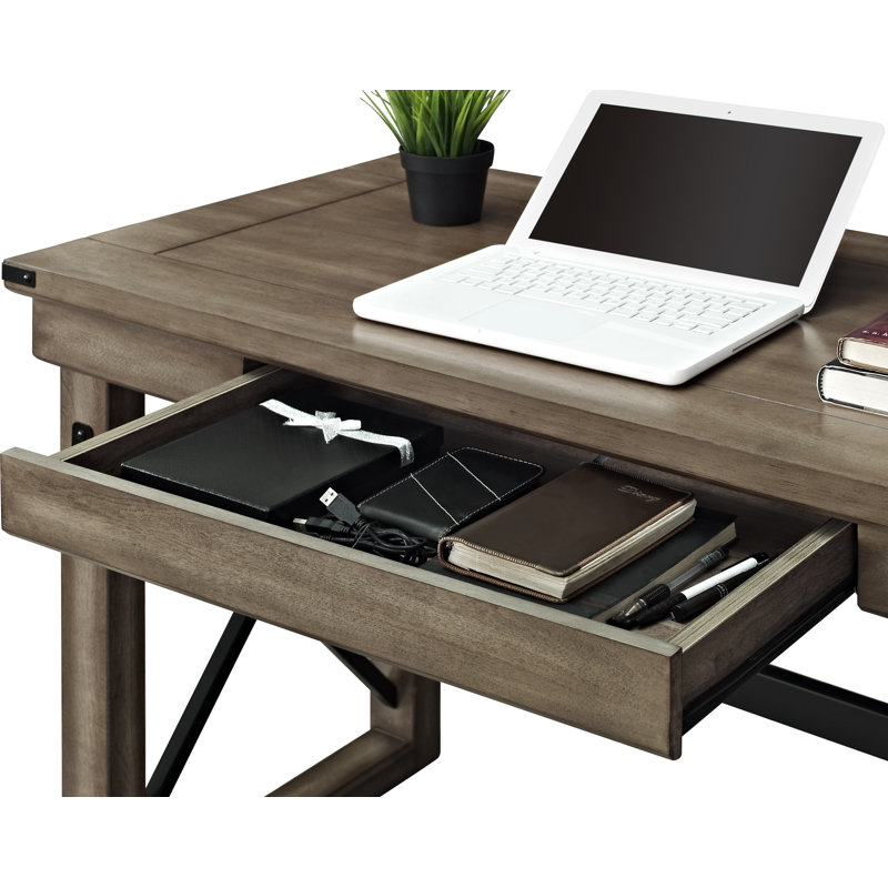 Bondville Solid Wood Base Writing Desk, Rustic Grey