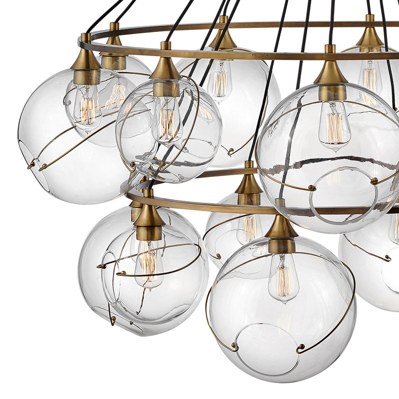 Heritage Brass Skye 18-Light Tiered Glass Globe Chandelier