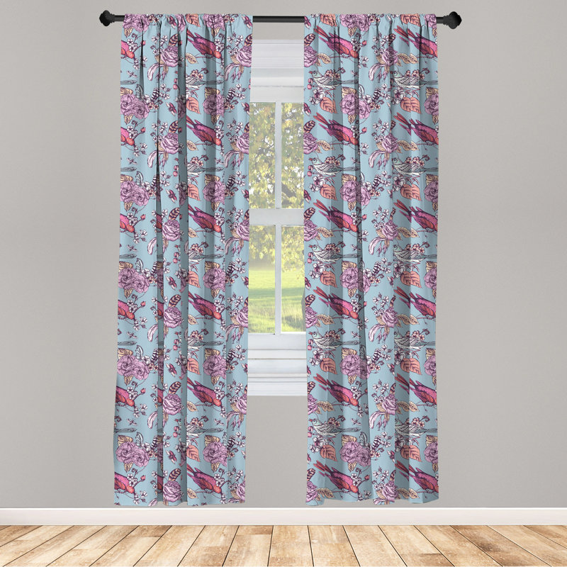 Spring Floral Semi-Sheer Rod Pocket Sliding Panel, 28" x 95"