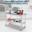 Table de préparation extérieure en acier inoxydable - table de travail commerciale robuste, coins arrondis, tablette inférieure réglable, 4 roulettes - station de préparation alimentaire durable pour restaurant, cuisine de patio-129620396