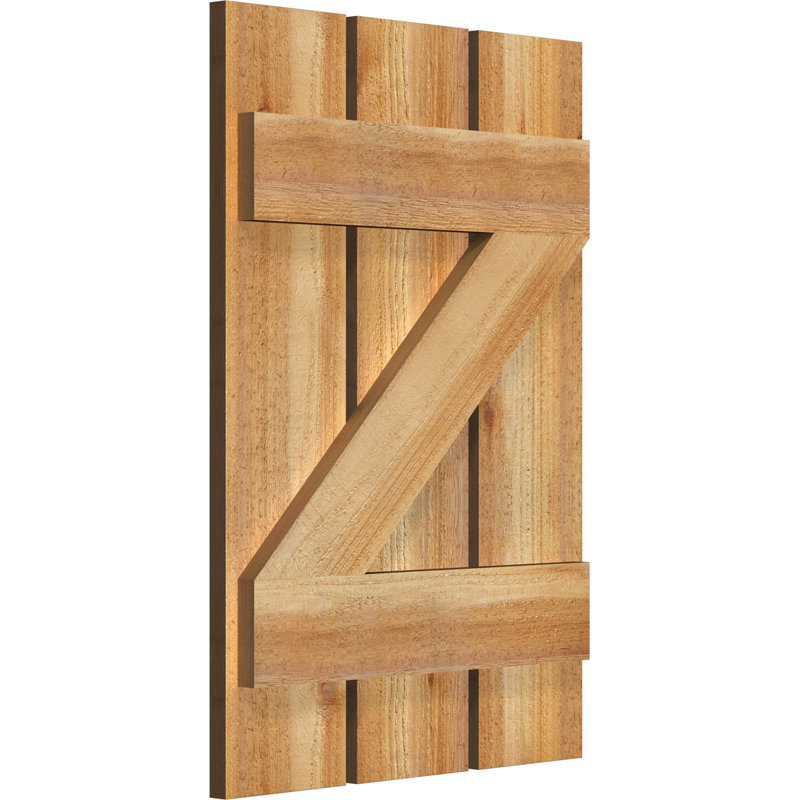 Volets espacés de 5 3/8 po avec barre en Z, cèdre rouge de l'Ouest TimberCraft (par paire), 17 1/8 po, 25 po