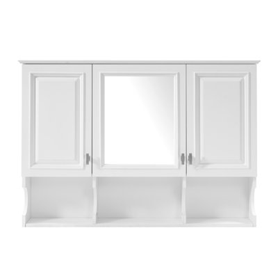 41 Inch Mirrored Medicine Cabinet With Open Shelves, Door And Mirror, Bathroom Storage Cabinet Above Toilet, White